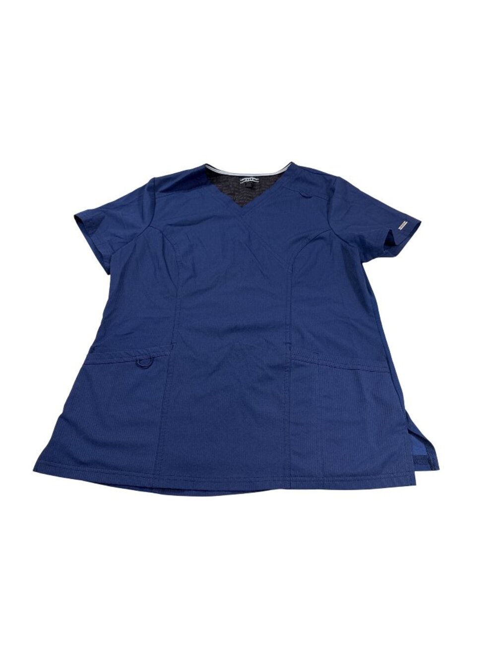 Elle Womens Medical Scrub Top Medium Navy Short Sleeve V-Neck (U1027)